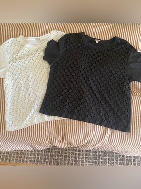 LOT OF TWO Gap cotton tee shirts size XL white gray embroidered